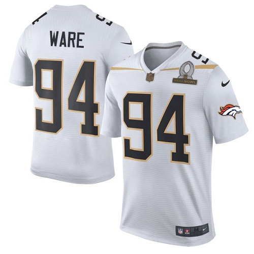 Men's Elite DeMarcus Ware Nike Jersey White - #94 Team Rice 2016 Pro Bowl NFL Denver Broncos